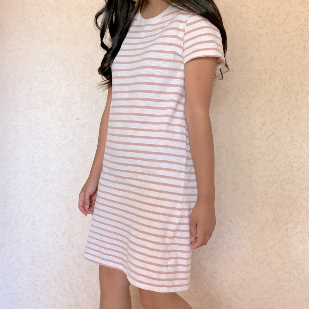 T-shirt Dress with Dusty Pink Stripes